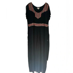 Monsoon Breaded Plus Size Women’s Maxi Dress Boho Tie Waisted Black